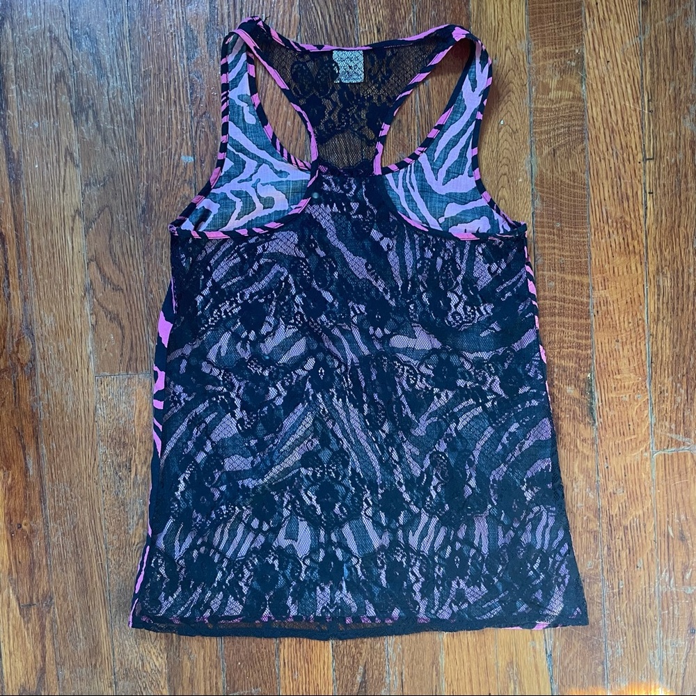 Leopard Lace Back Racerback Tank, Small - Picture 2 of 5